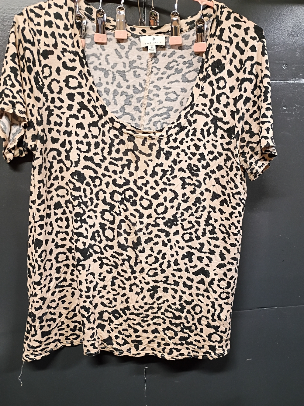 SOCIALITE Beige and Black Leopard Print Women’s Shirt